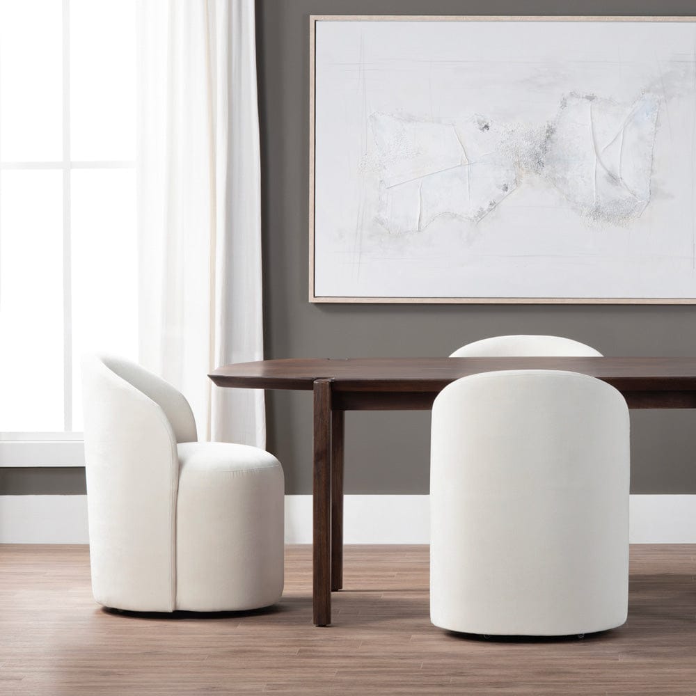 Crestview Collection - Set of 2 White Upholstered Solid Wood Dining Chair with Casters - CVFVRD220 view 6