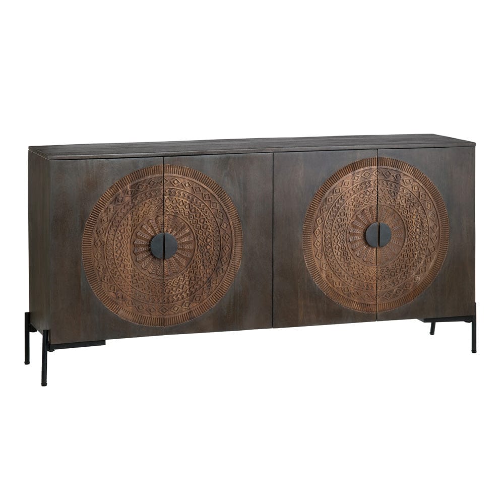 Crestview Collection - Sienna 66 in. Brown Solid Wood 4 Door Media Credenza / Sideboard - CVFNR4605 view 1