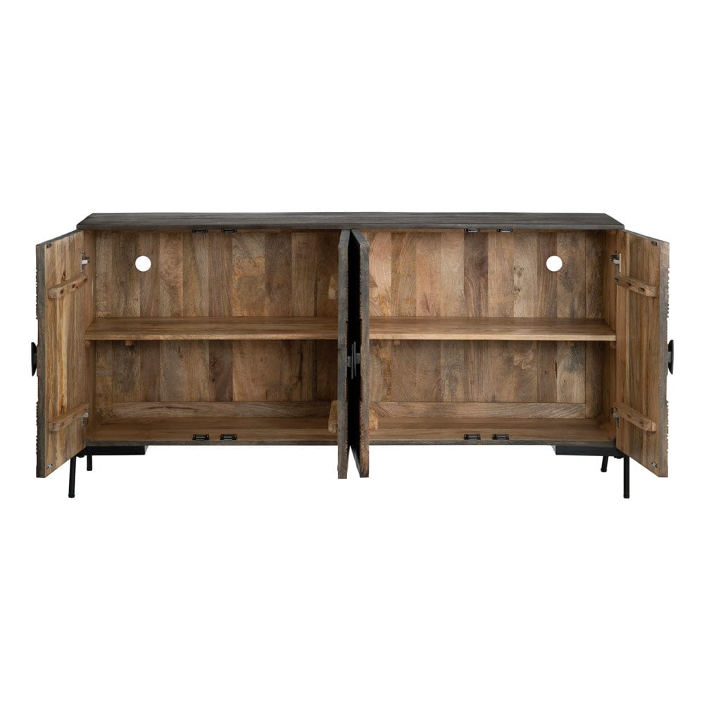 Crestview Collection - Sienna 66 in. Brown Solid Wood 4 Door Media Credenza / Sideboard - CVFNR4605 view 3