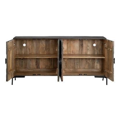 Crestview Collection - Sienna 66 in. Brown Solid Wood 4 Door Media Credenza / Sideboard - CVFNR4605 view 3