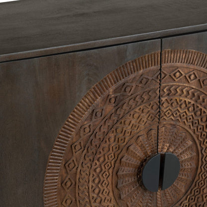 Crestview Collection - Sienna 66 in. Brown Solid Wood 4 Door Media Credenza / Sideboard - CVFNR4605 view 4