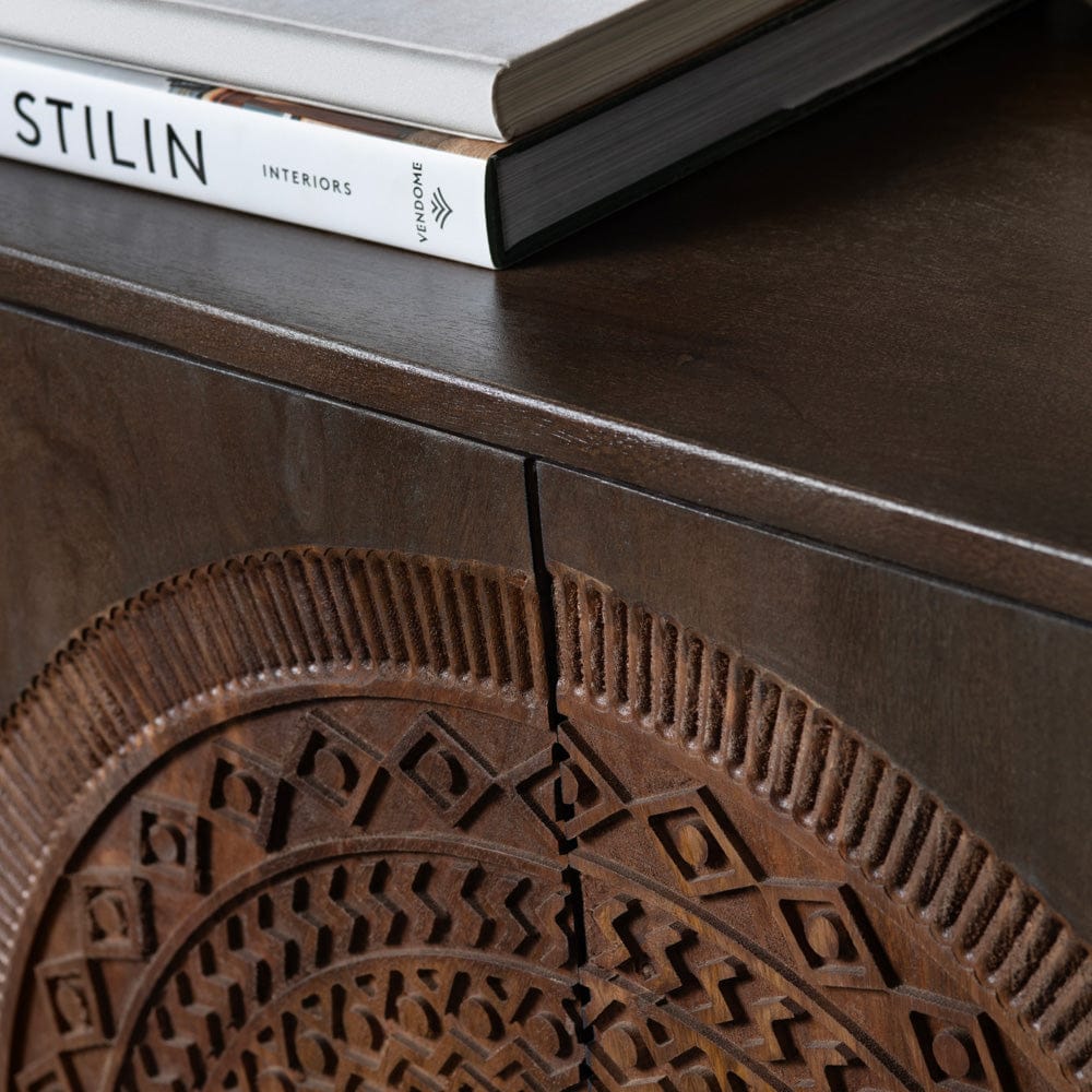 Crestview Collection - Sienna 66 in. Brown Solid Wood 4 Door Media Credenza / Sideboard - CVFNR4605 view 5