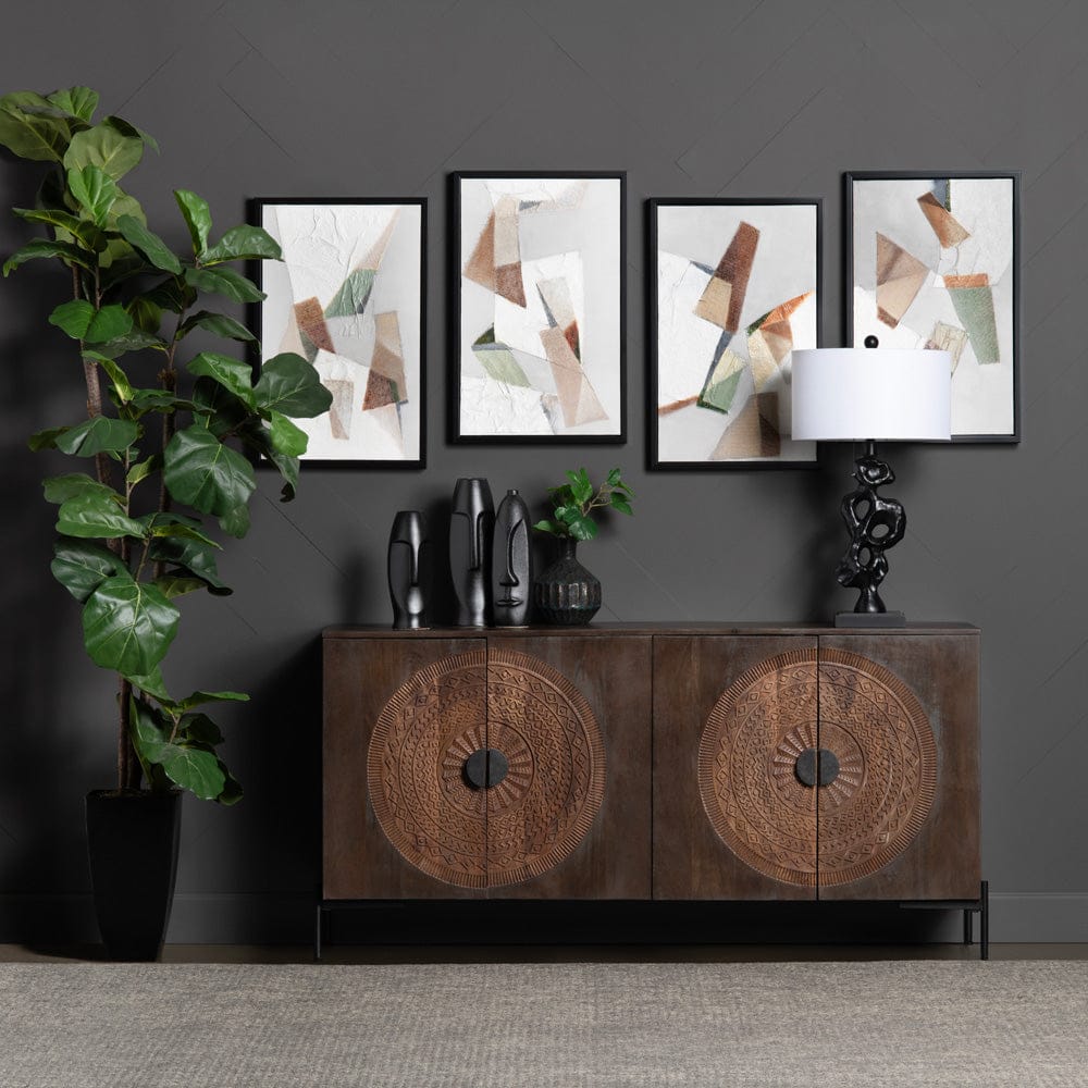 Crestview Collection - Sienna 66 in. Brown Solid Wood 4 Door Media Credenza / Sideboard - CVFNR4605 view 6