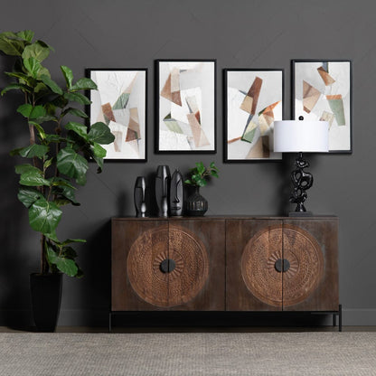 Crestview Collection - Sienna 66 in. Brown Solid Wood 4 Door Media Credenza / Sideboard - CVFNR4605 view 6