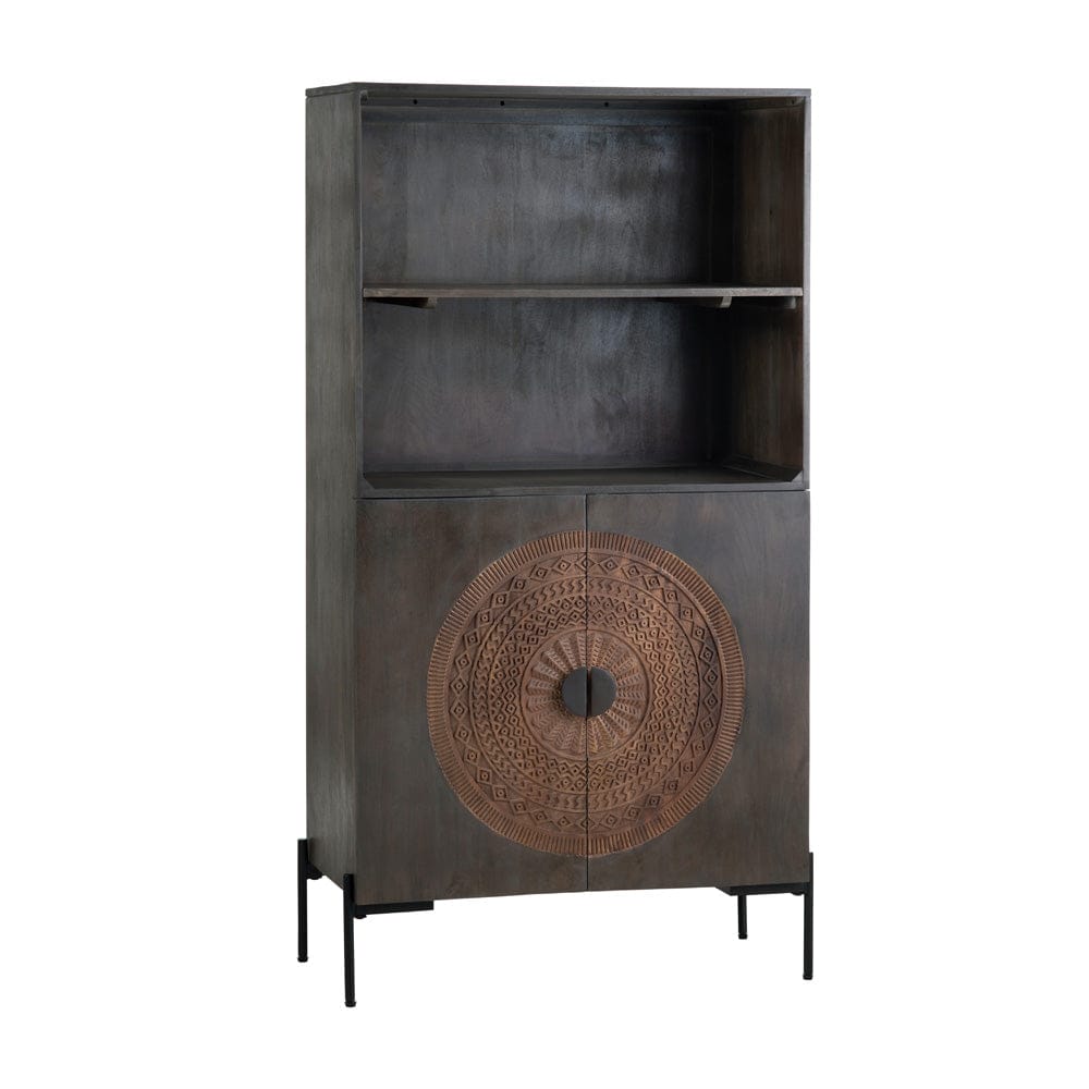 Crestview Collection - Sienna 70 in. Brown Solid Wood 1 Shelf 2 Door Bookcase Accent Cabinet - CVFNR4604 view 1