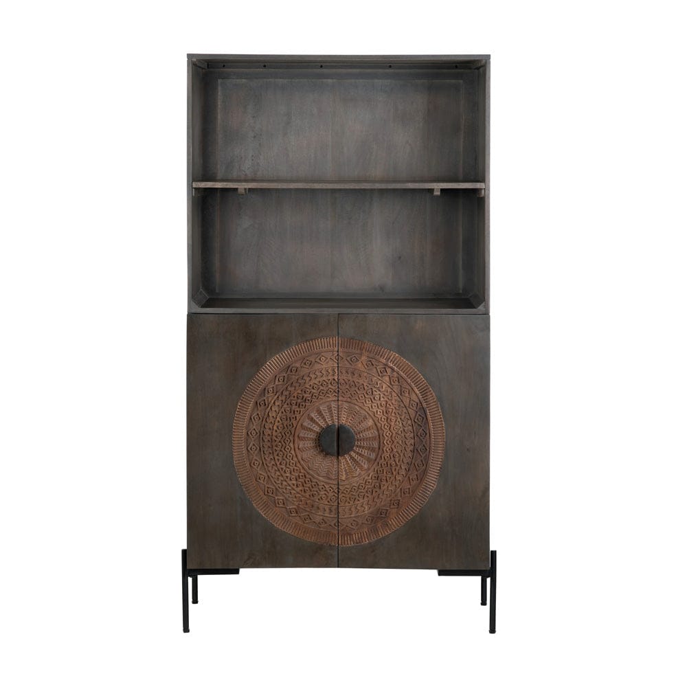 Crestview Collection - Sienna 70 in. Brown Solid Wood 1 Shelf 2 Door Bookcase Accent Cabinet - CVFNR4604 view 2