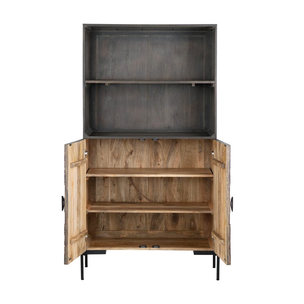 Crestview Collection - Sienna 70 in. Brown Solid Wood 1 Shelf 2 Door Bookcase Accent Cabinet - CVFNR4604 view 3