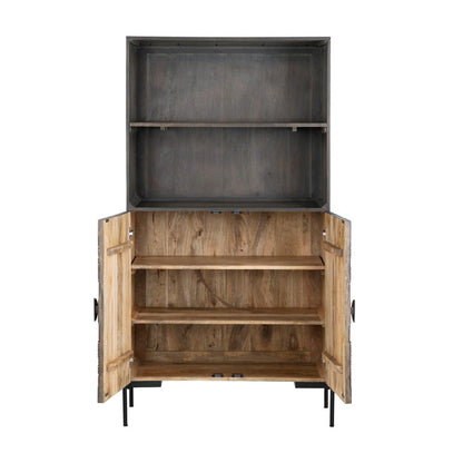 Crestview Collection - Sienna 70 in. Brown Solid Wood 1 Shelf 2 Door Bookcase Accent Cabinet - CVFNR4604 view 3