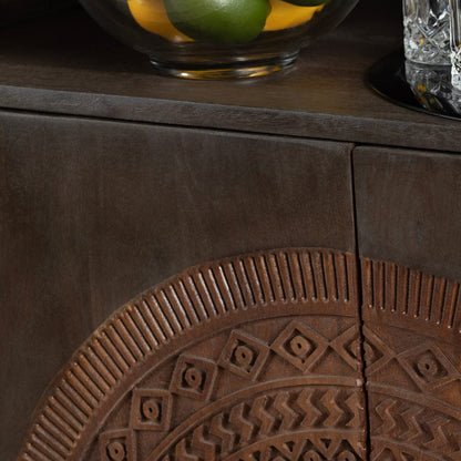 Crestview Collection - Sienna 70 in. Brown Solid Wood 1 Shelf 2 Door Bookcase Accent Cabinet - CVFNR4604 view 5