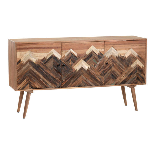 Crestview Collection - Sierra Nevada 61 in. Brown Solid Wood 3 Door Media Credenza / Sideboard - CVFNR4557 view 1
