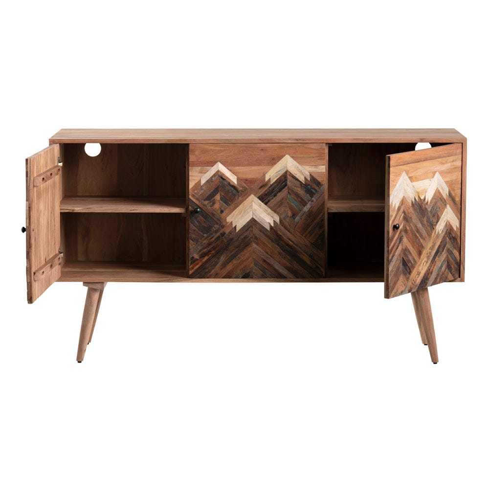 Crestview Collection - Sierra Nevada 61 in. Brown Solid Wood 3 Door Media Credenza / Sideboard - CVFNR4557 view 3