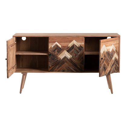 Crestview Collection - Sierra Nevada 61 in. Brown Solid Wood 3 Door Media Credenza / Sideboard - CVFNR4557 view 3