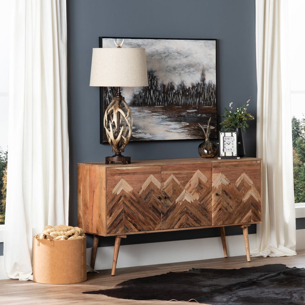 Crestview Collection - Sierra Nevada 61 in. Brown Solid Wood 3 Door Media Credenza / Sideboard - CVFNR4557 view 7
