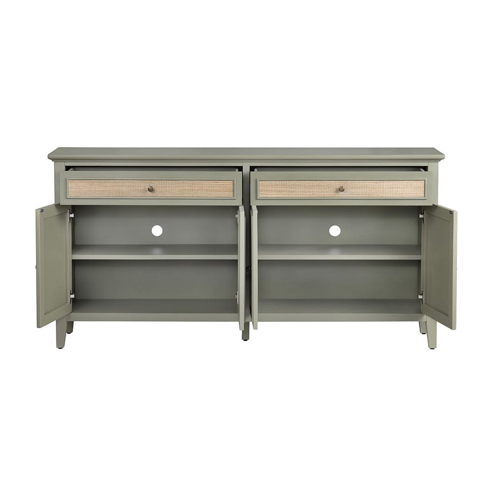 Crestview Collection - Solace 72 in. Green Solid Wood 2 Drawer 4 Door Media Credenza / Sideboard - CVFDR1320 view 3