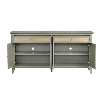 Crestview Collection - Solace 72 in. Green Solid Wood 2 Drawer 4 Door Media Credenza / Sideboard - CVFDR1320 view 3