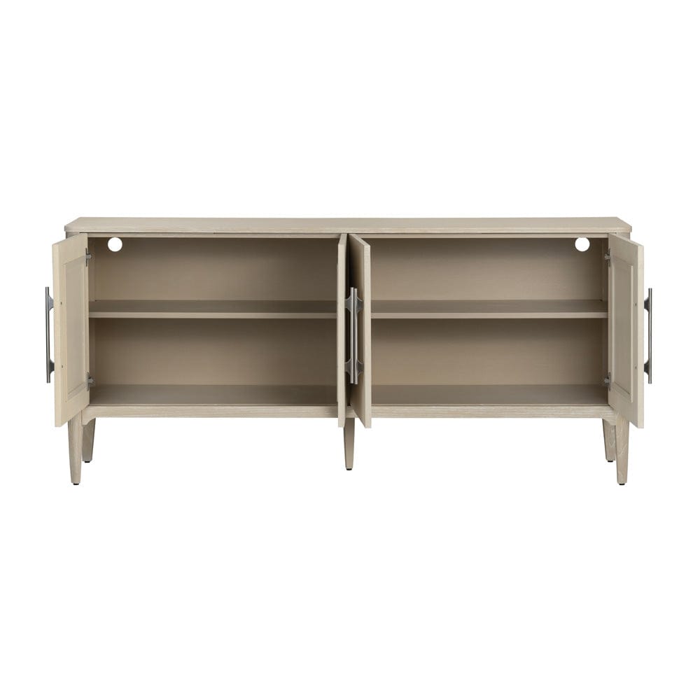 Crestview Collection - Sterling 74 in. Beige Solid Wood 4 Door Media Credenza / Sideboard - CVFDR1158 view 3