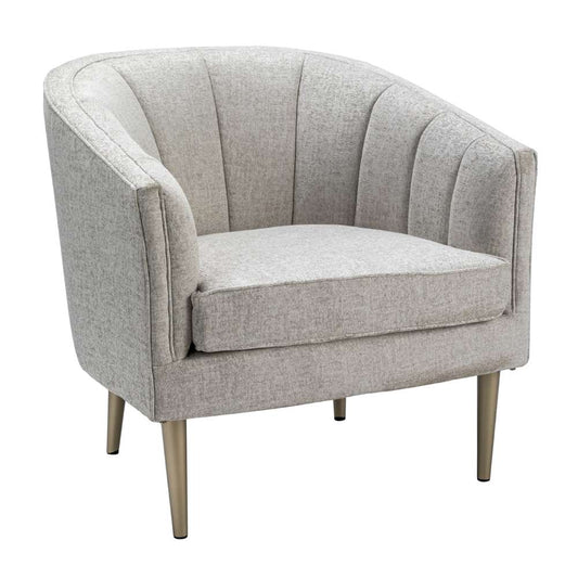 Crestview Collection - Sutton Metallic Leg and Champagne Linen Upholstered Channel Back Chair - CVFZR4509 veiw 1