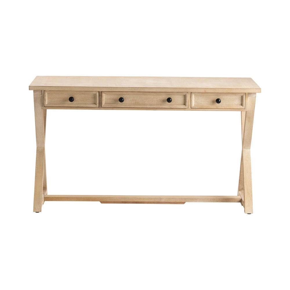 Crestview Collection - Tan Solid Wood 3 Drawer Writing Desk - CVFNR514 view 2