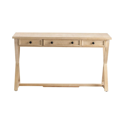 Crestview Collection - Tan Solid Wood 3 Drawer Writing Desk - CVFNR514 view 2