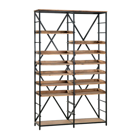 Crestview Collection - Thomas Road 81 in. Brown Solid Wood 12 Shelf Bookcase - CVFNR4602 view 1
