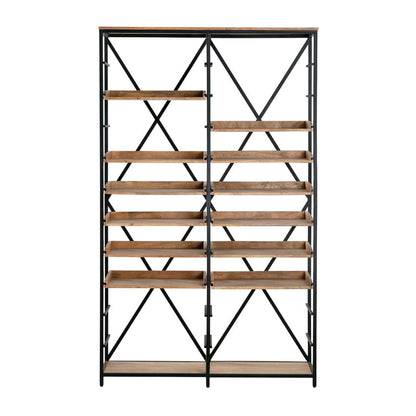 Crestview Collection - Thomas Road 81 in. Brown Solid Wood 12 Shelf Bookcase - CVFNR4602 view 3