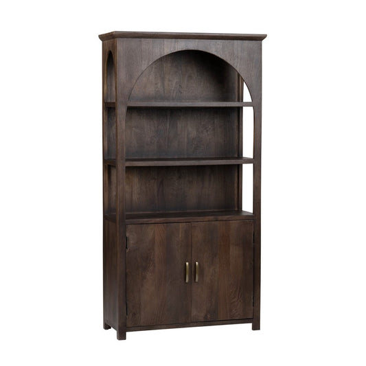 Crestview Collection - Trinity 76 in. Brown Solid Wood 3 Shelf 2 Door Bookcase Accent Cabinet - CVFNR4823 view 1