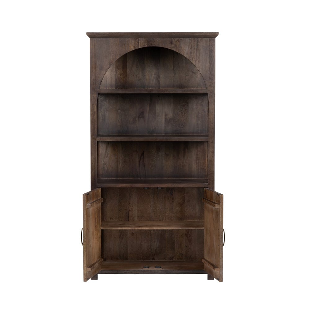 Crestview Collection - Trinity 76 in. Brown Solid Wood 3 Shelf 2 Door Bookcase Accent Cabinet - CVFNR4823 view 3