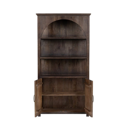 Crestview Collection - Trinity 76 in. Brown Solid Wood 3 Shelf 2 Door Bookcase Accent Cabinet - CVFNR4823 view 3
