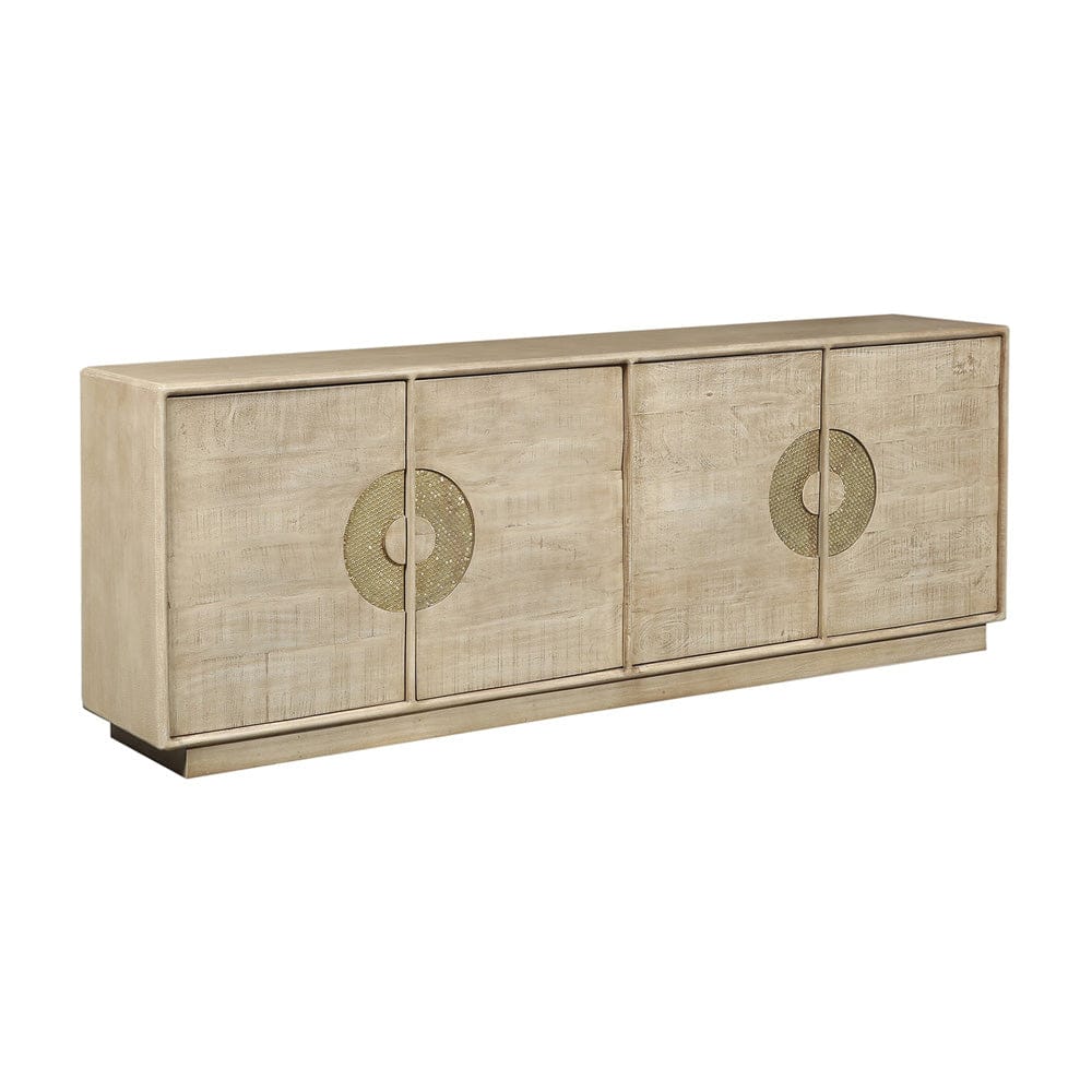 Crestview Collection - Westhaven 92 in. Tan Solid Wood 4 Door Media Credenza / Sideboard - CVFNR4855 view 1