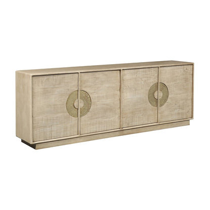 Crestview Collection - Westhaven 92 in. Tan Solid Wood 4 Door Media Credenza / Sideboard - CVFNR4855 view 1