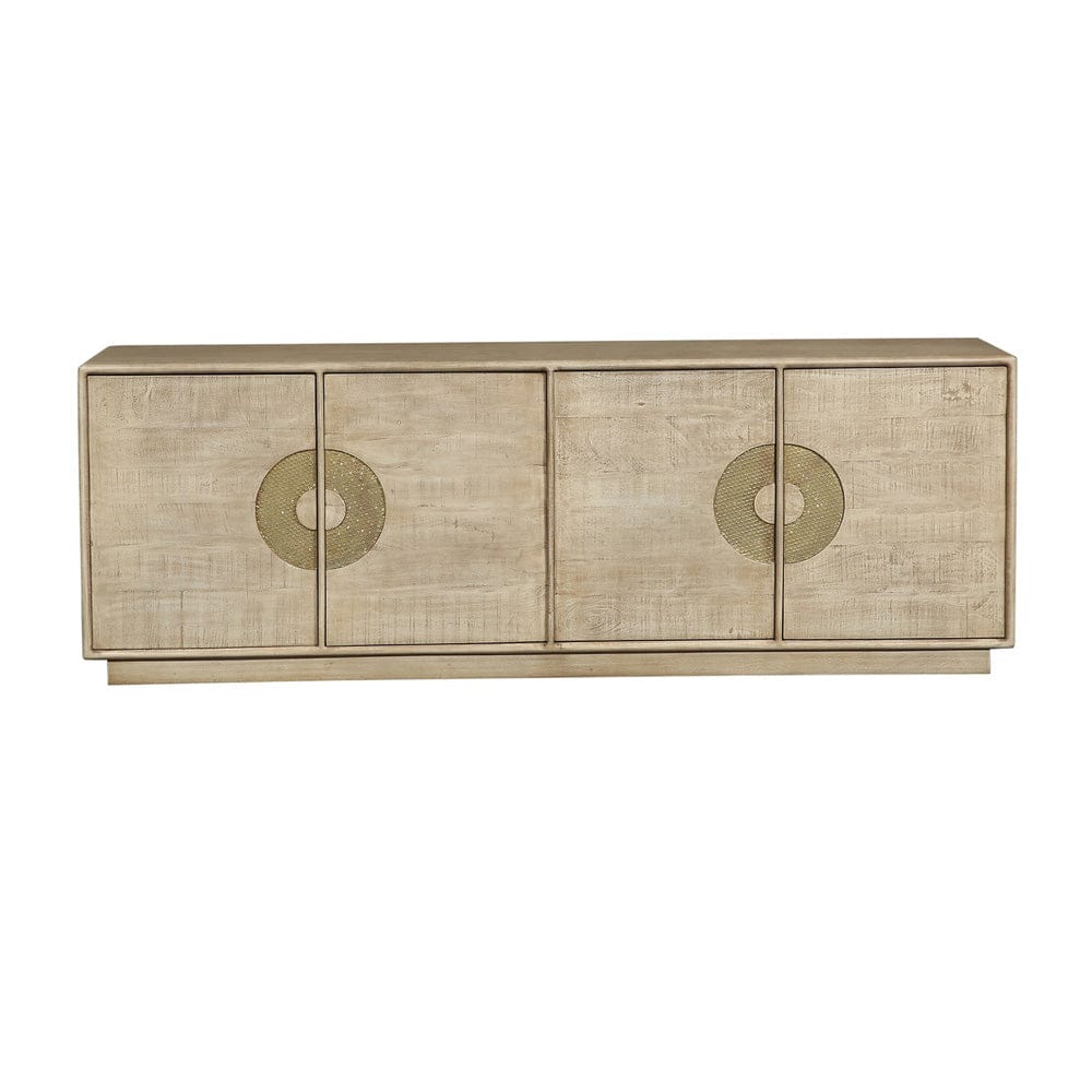 Crestview Collection - Westhaven 92 in. Tan Solid Wood 4 Door Media Credenza / Sideboard - CVFNR4855 view 2
