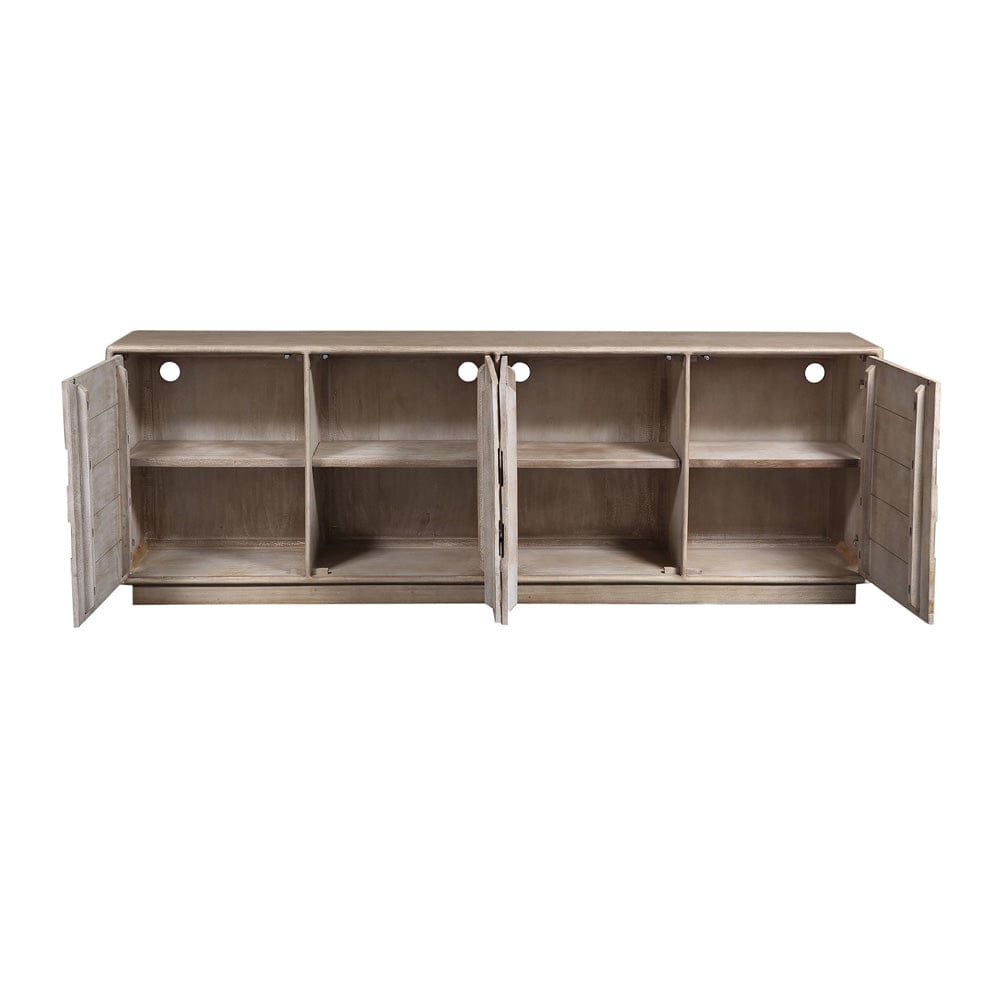 Crestview Collection - Westhaven 92 in. Tan Solid Wood 4 Door Media Credenza / Sideboard - CVFNR4855 view 3