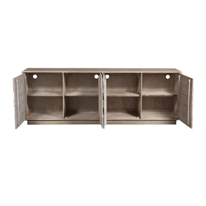 Crestview Collection - Westhaven 92 in. Tan Solid Wood 4 Door Media Credenza / Sideboard - CVFNR4855 view 3