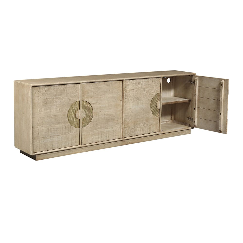 Crestview Collection - Westhaven 92 in. Tan Solid Wood 4 Door Media Credenza / Sideboard - CVFNR4855 view 4