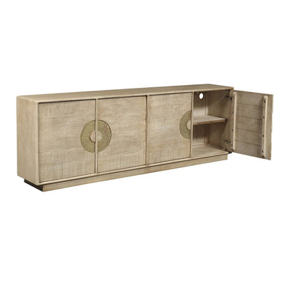 Crestview Collection - Westhaven 92 in. Tan Solid Wood 4 Door Media Credenza / Sideboard - CVFNR4855 view 4
