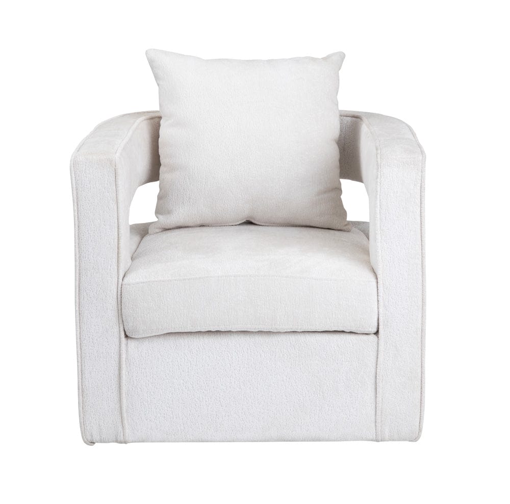 Crestview Collection - White Upholstered Accent Arm Chair with Black Iron Frame - CVFZR6154 view 2