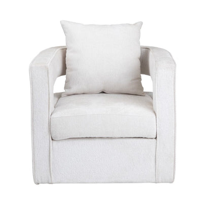 Crestview Collection - White Upholstered Accent Arm Chair with Black Iron Frame - CVFZR6154 view 2