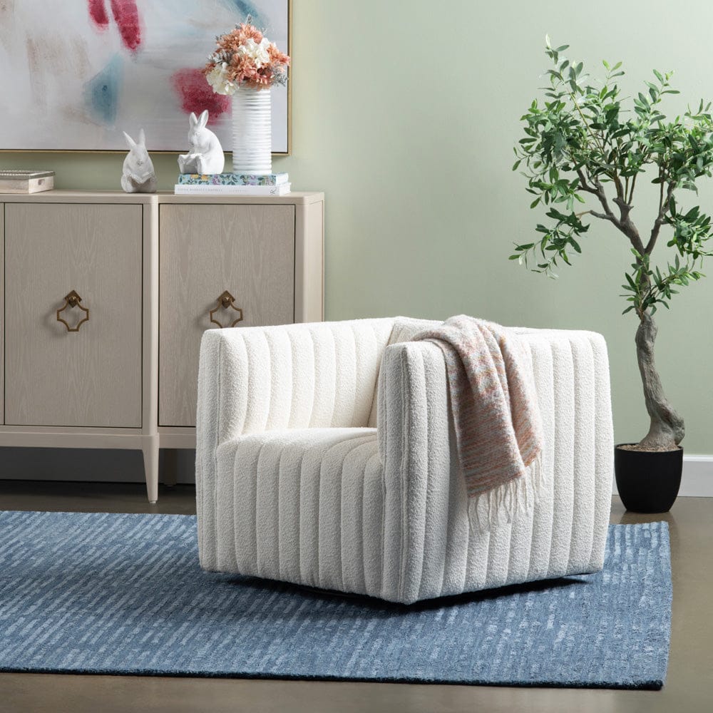 Crestview Collection - White Upholstered Accent Arm Chair with Black Iron Frame - CVFZR6160 view 5