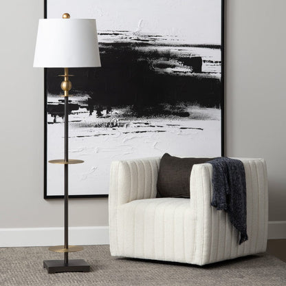 Crestview Collection - White Upholstered Accent Arm Chair with Black Iron Frame - CVFZR6160 view 6