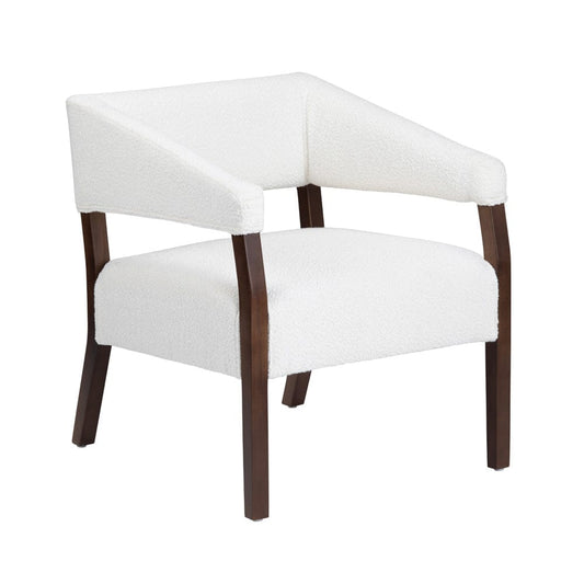 Crestview Collection - White Upholstered Accent Arm Chair with Brown Solid Wood Frame - CVFZR6161 view 1