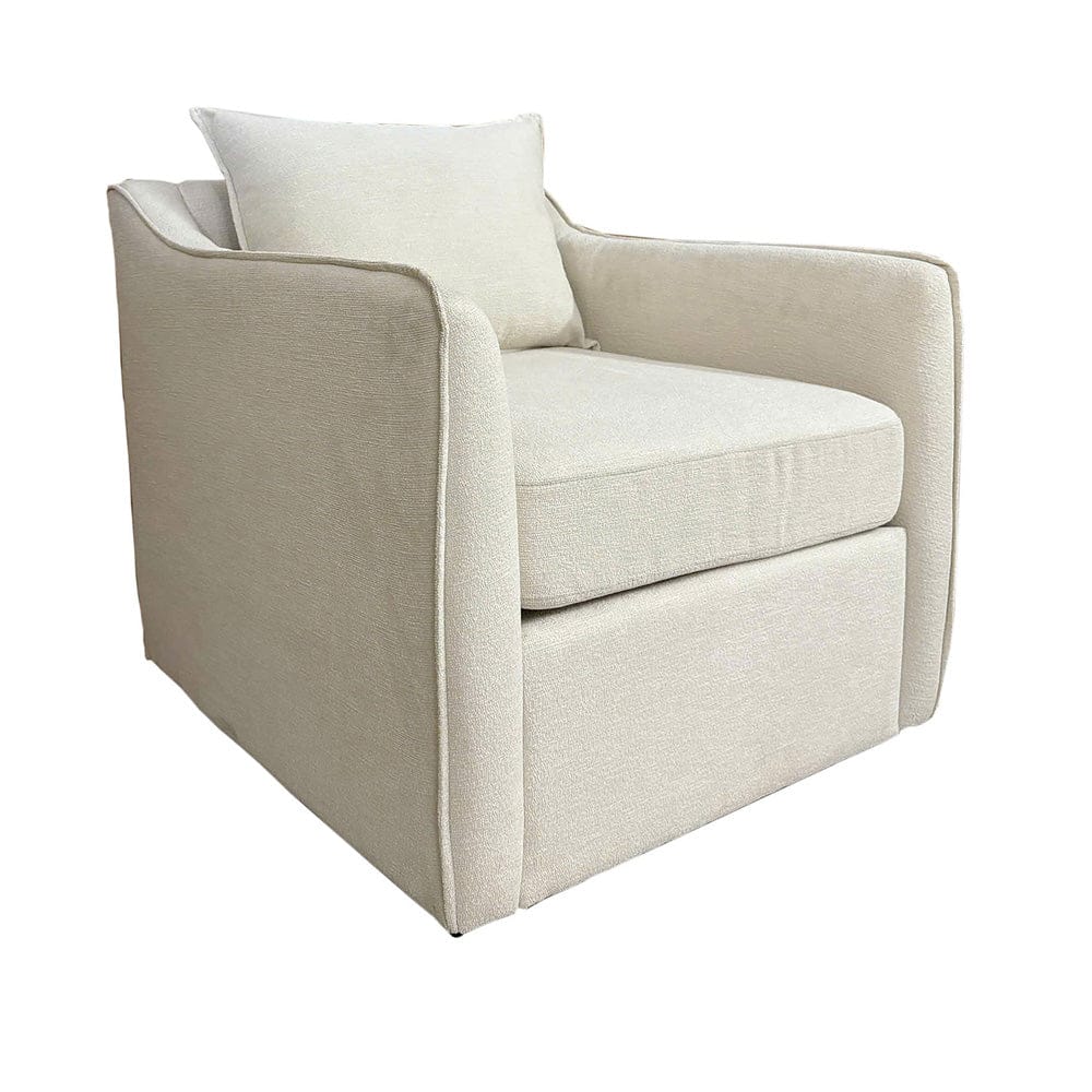 Crestview Collection - White Upholstered Accent Arm Chair with Brown Wooden Frame - CVFVR8560 view 1