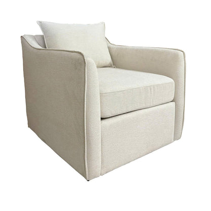 Crestview Collection - White Upholstered Accent Arm Chair with Brown Wooden Frame - CVFVR8560 view 1