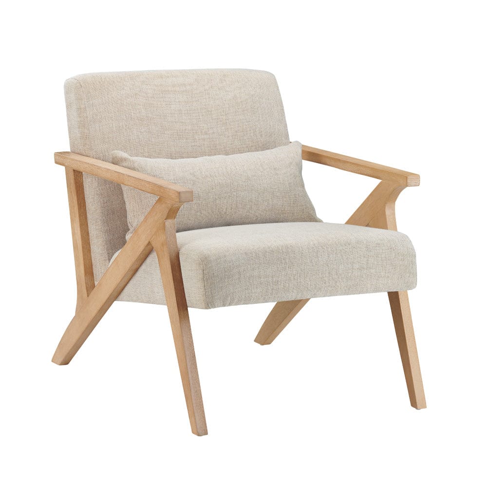 Crestview Collection - White Upholstered Accent Arm Chair with Brown Wooden Frame - CVFVR8562 view 1