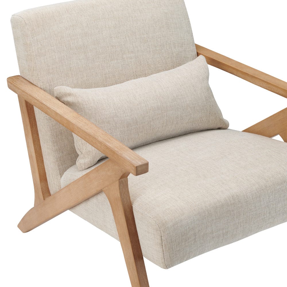 Crestview Collection - White Upholstered Accent Arm Chair with Brown Wooden Frame - CVFVR8562 view 3