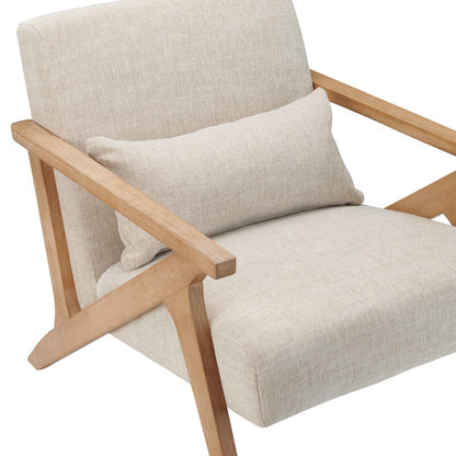 Crestview Collection - White Upholstered Accent Arm Chair with Brown Wooden Frame - CVFVR8562 view 3