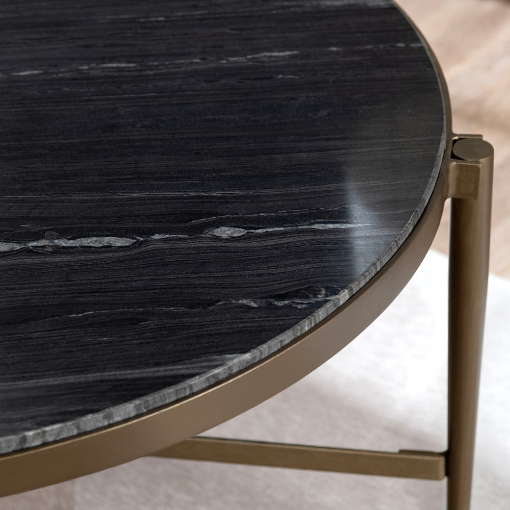 Crestview Collection - Xander Black Marble Round Coffee Table / Cocktail Table - CVFNR4528 view 4