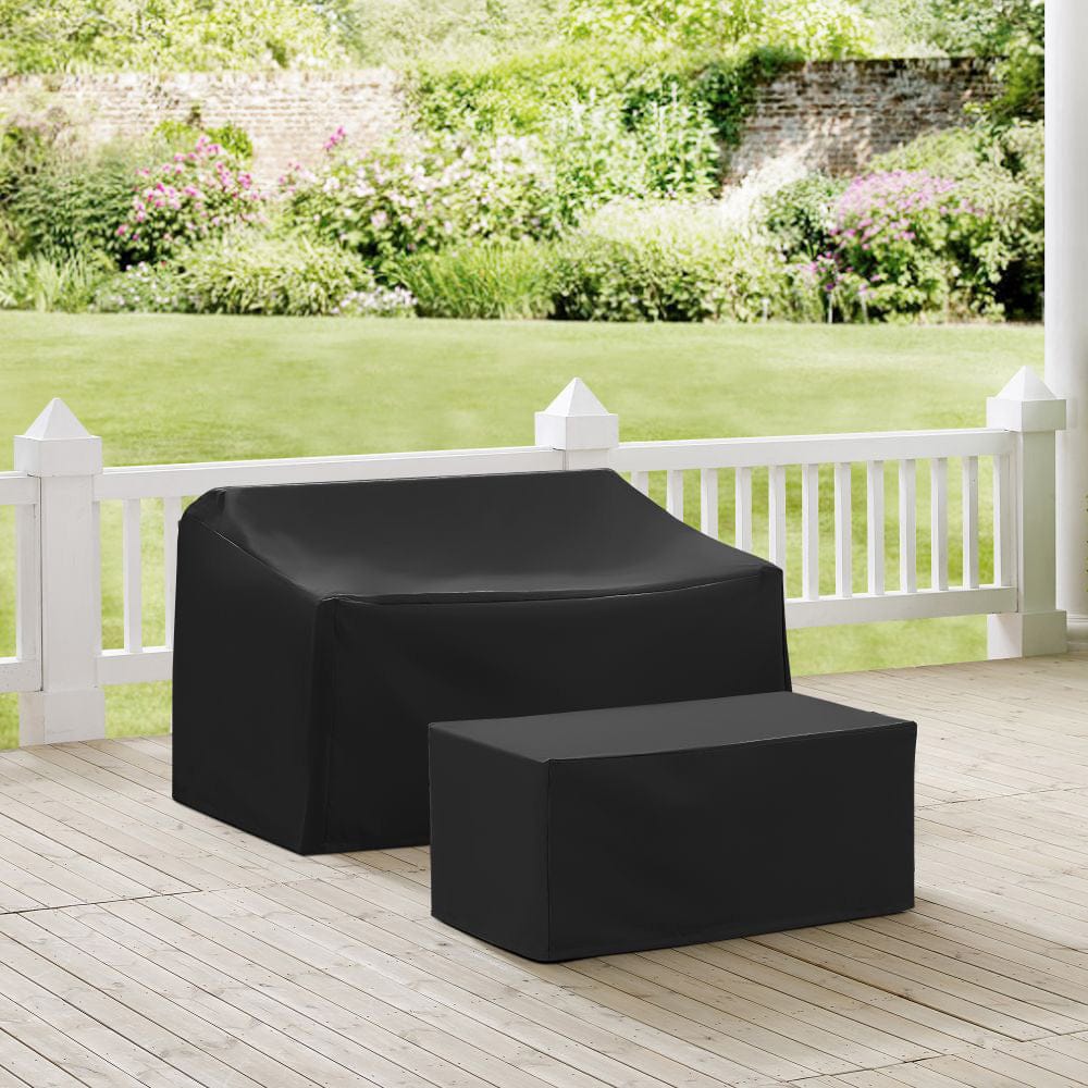 Crosley Furniture - 2Pc Outdoor Furniture Cover Set - Loveseat & Coffee Table - MO75001-BK view 6