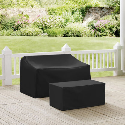 Crosley Furniture - 2Pc Outdoor Furniture Cover Set - Loveseat & Coffee Table - MO75001-BK view 6
