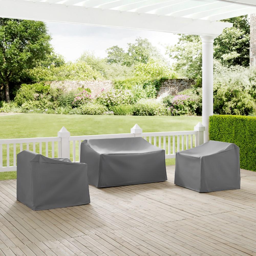 Crosley Furniture - 3 Piece Furniture Cover Set Gray - Loveseat, 2 Chairs - MO75004-GY veiw 4