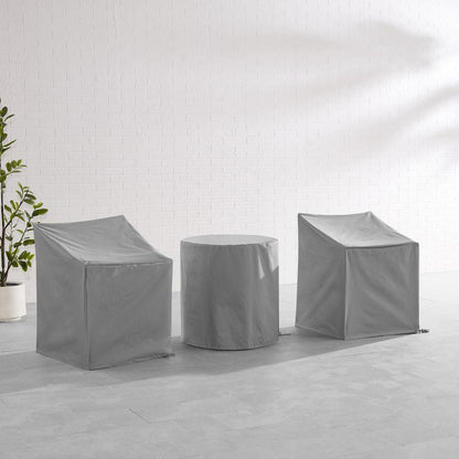 Crosley Furniture - 3Pc Outdoor Bistro Furniture Cover Set - 2 Dining Arm Chairs & 1 Bistro Table - MO75017-GY view 6
